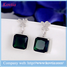 925 brincos de jóias de prata esterlina brinco quadrado esmeralda brinco verde designer gemstone